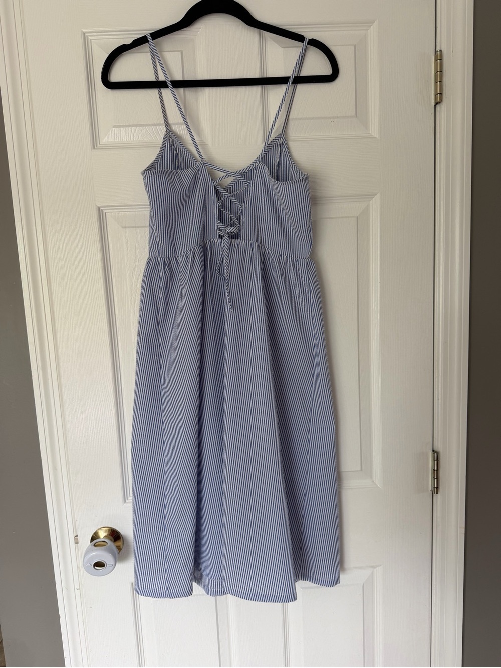 Striped Blue Button-Front Sundress - Picture 2 of 4